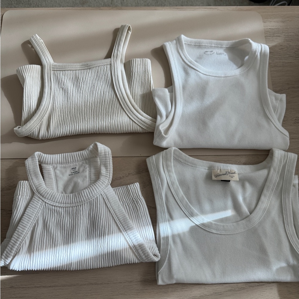 White Ribbed Tank Tops